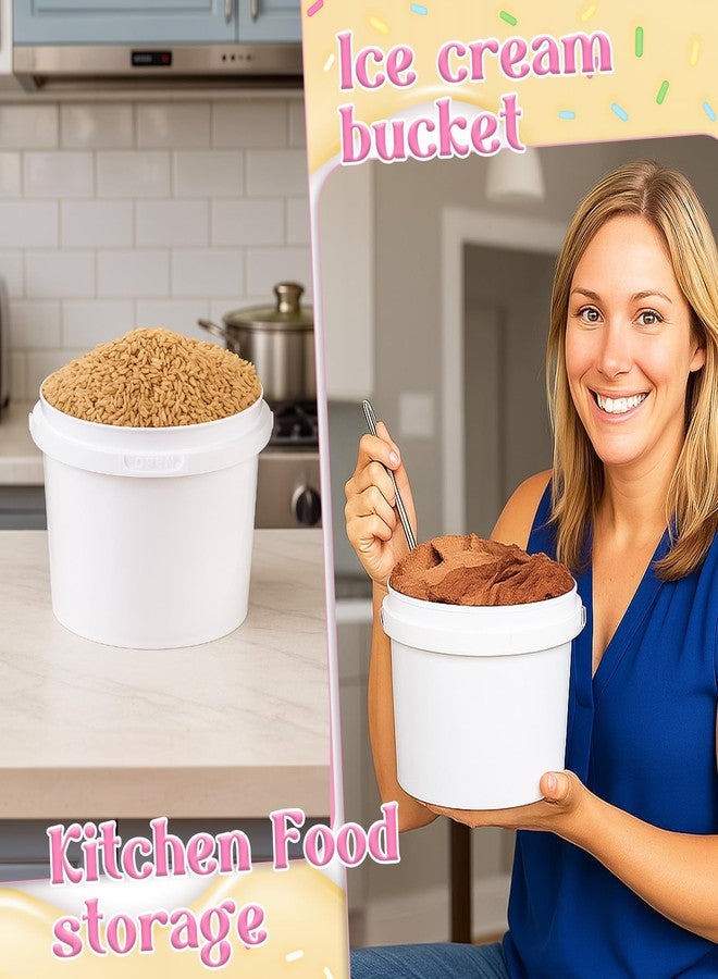 Exclaith 12 Pcs 100oz Ice Cream Buckets with Lids White Plastic Bucket with Handle Food Grade Freezer Food Storage Containers for Drinks Freezer Safe Ice Cream Tubs Art Crafts Projects Garage Organization - Image 3
